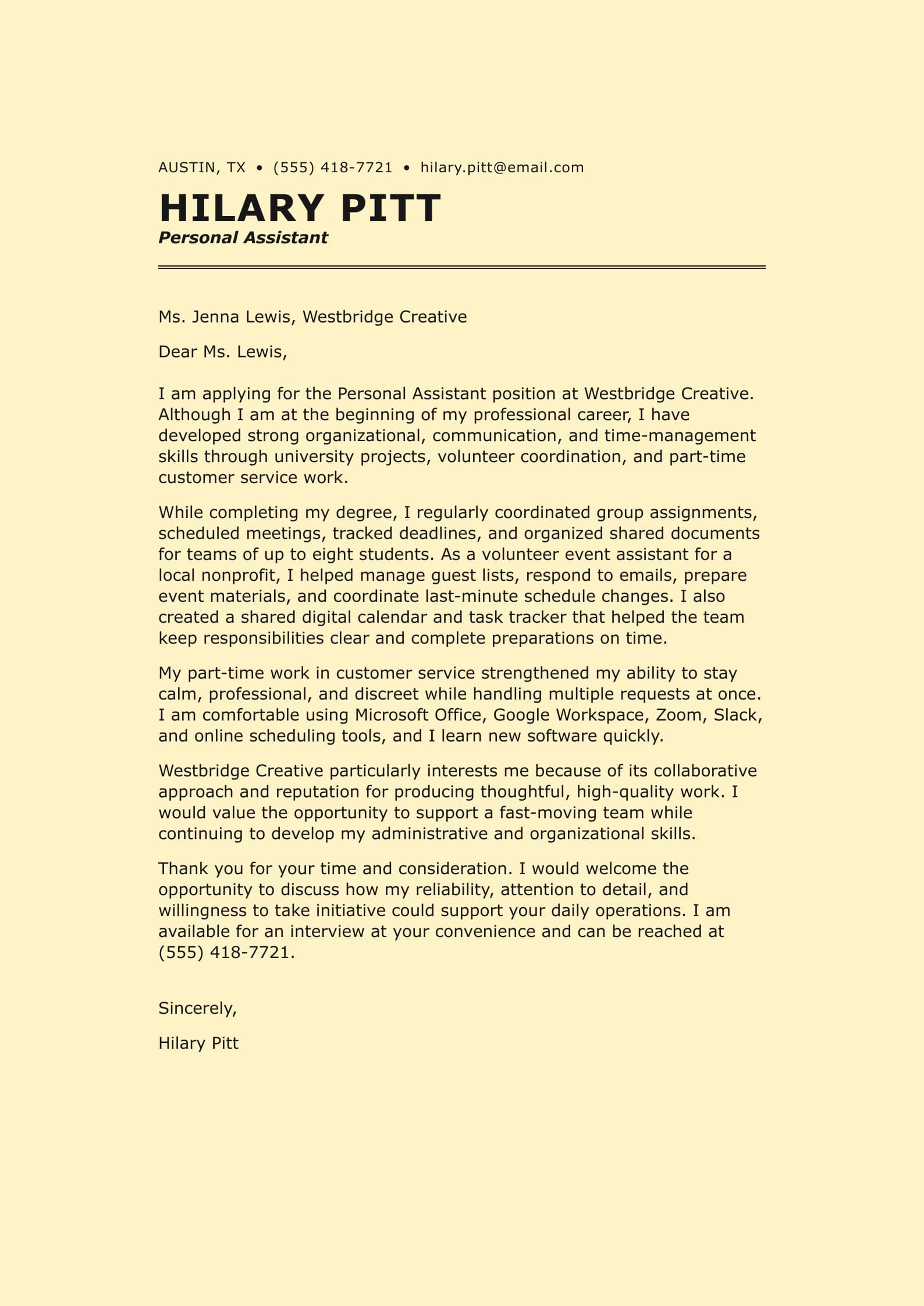 How to Write a Personal Assistant Cover Letter + Examples