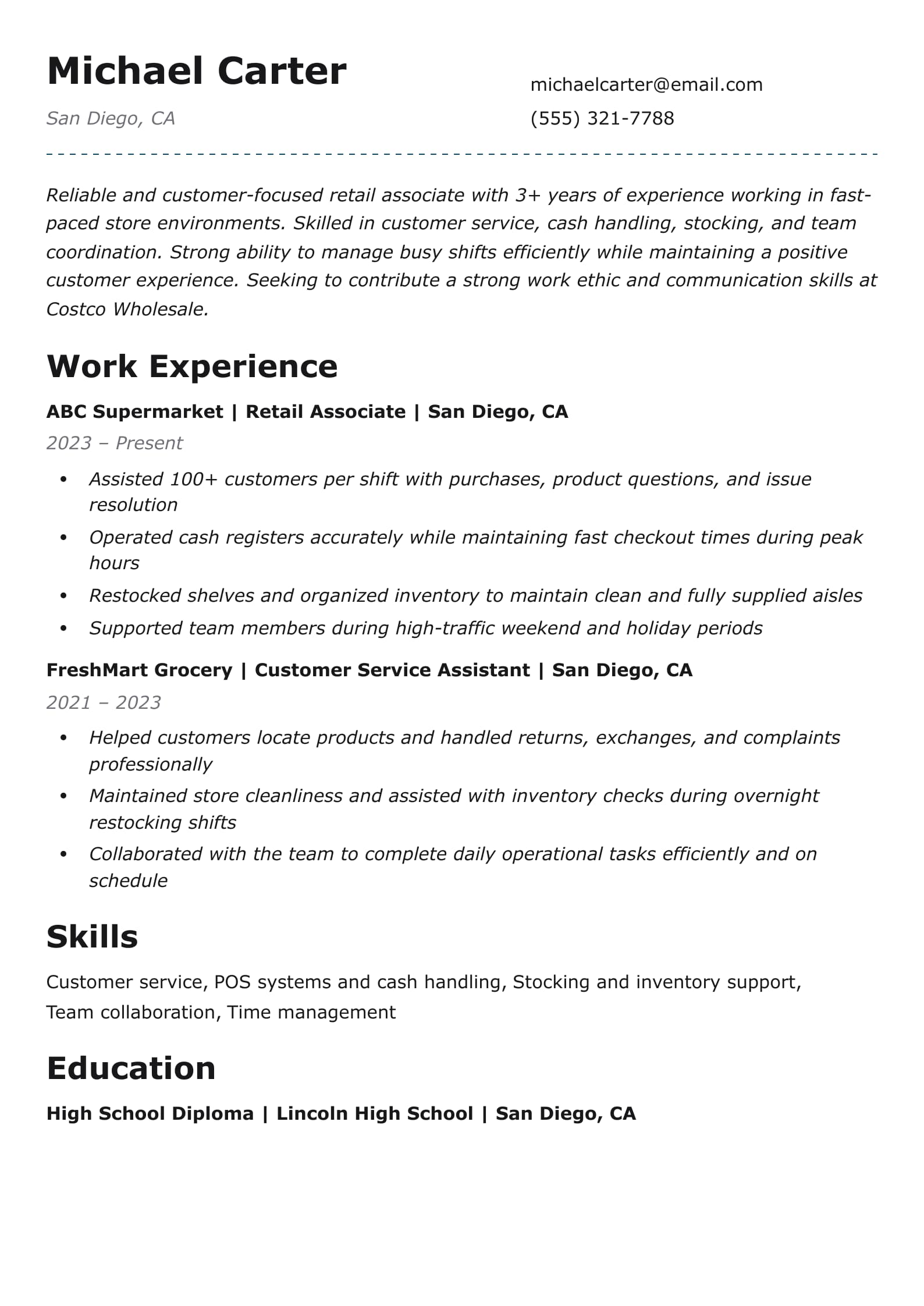 Customer Service Associate