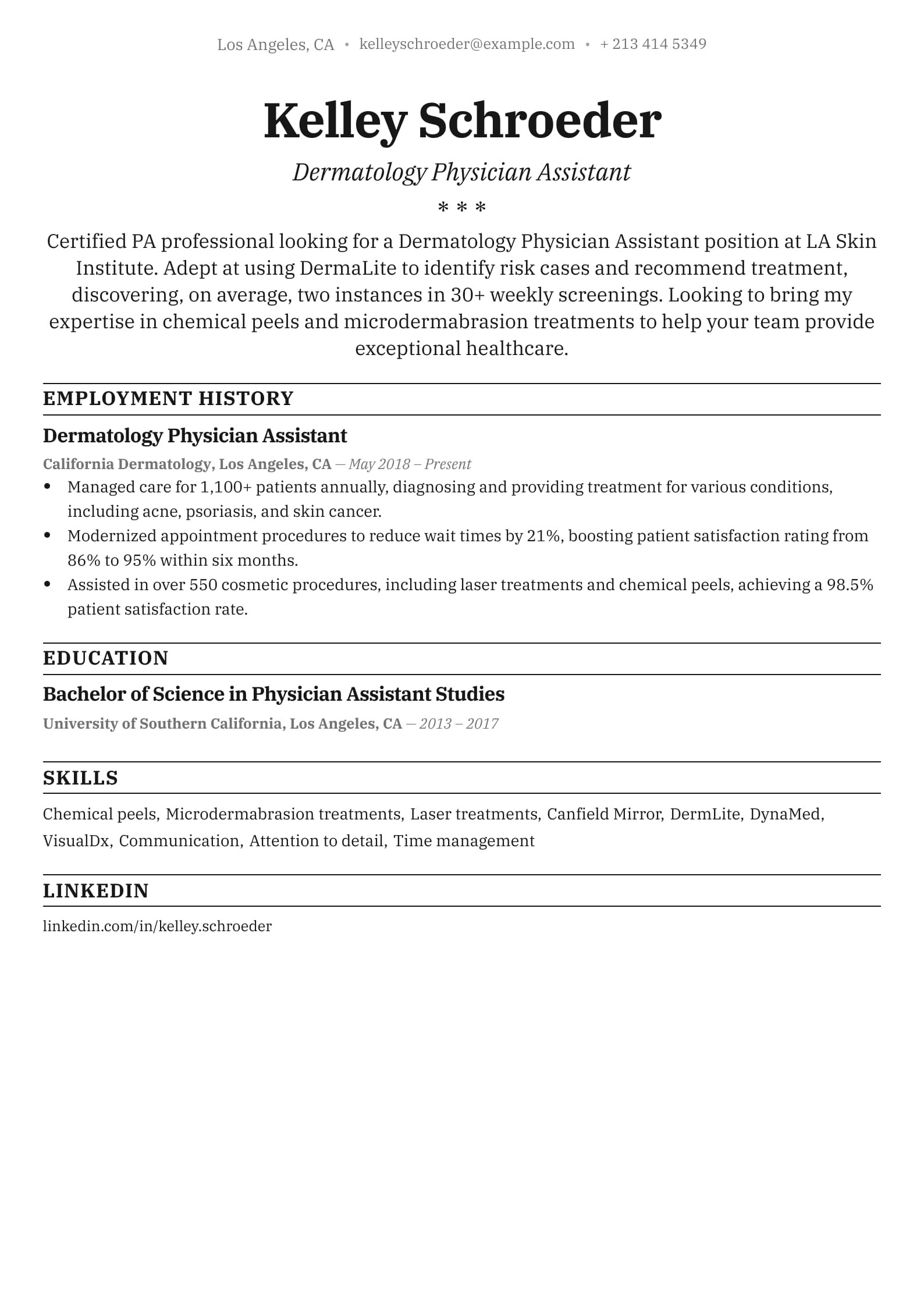 Dermatology Physician Assistant