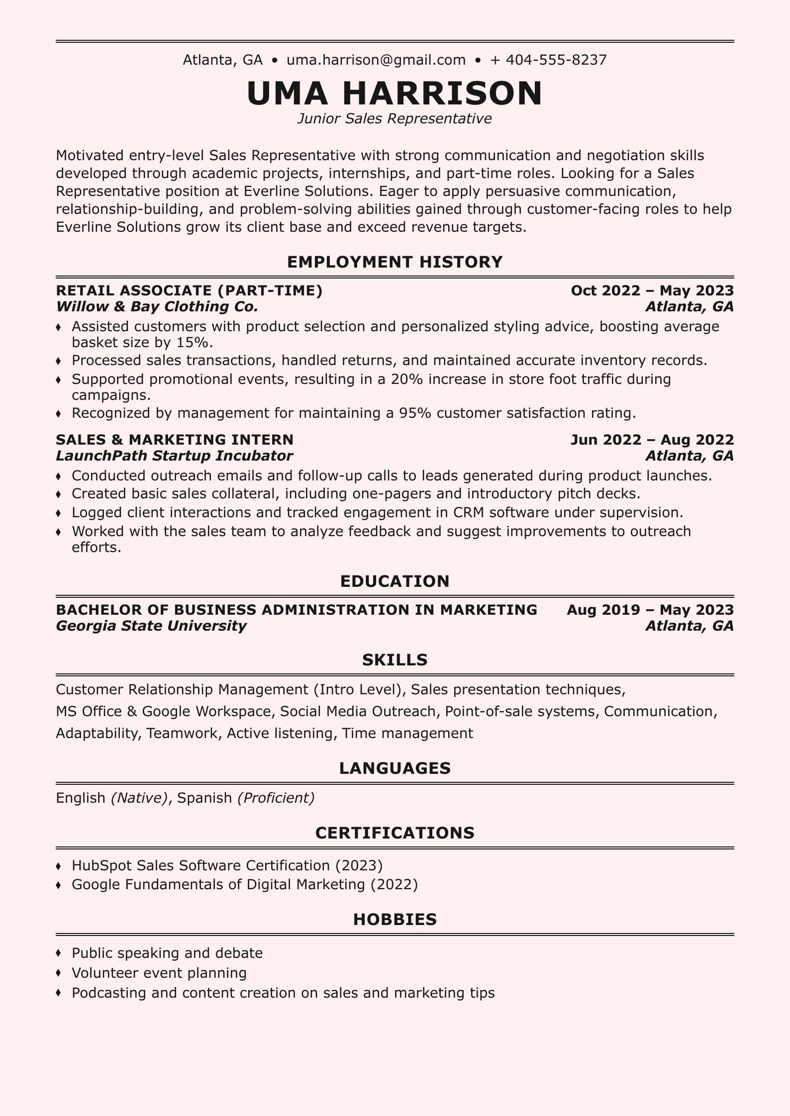 Junior Sales Representative