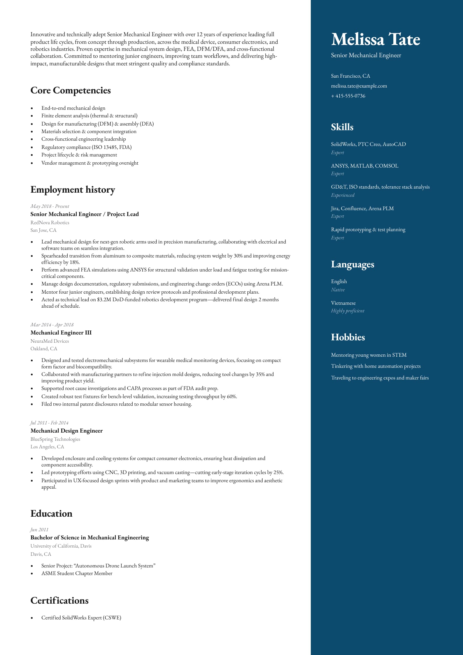 Senior Mechanical Engineer